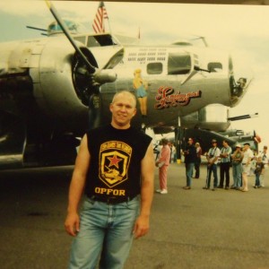 Me at a rare Pocatello Airport air show, in 1999, wearing my OPFOR shirt that I got after Idaho's NTC wargame at Fort Irwin in 1998.
