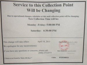 Notice posted inside the Clark Street PO in Pocatello, Idaho.